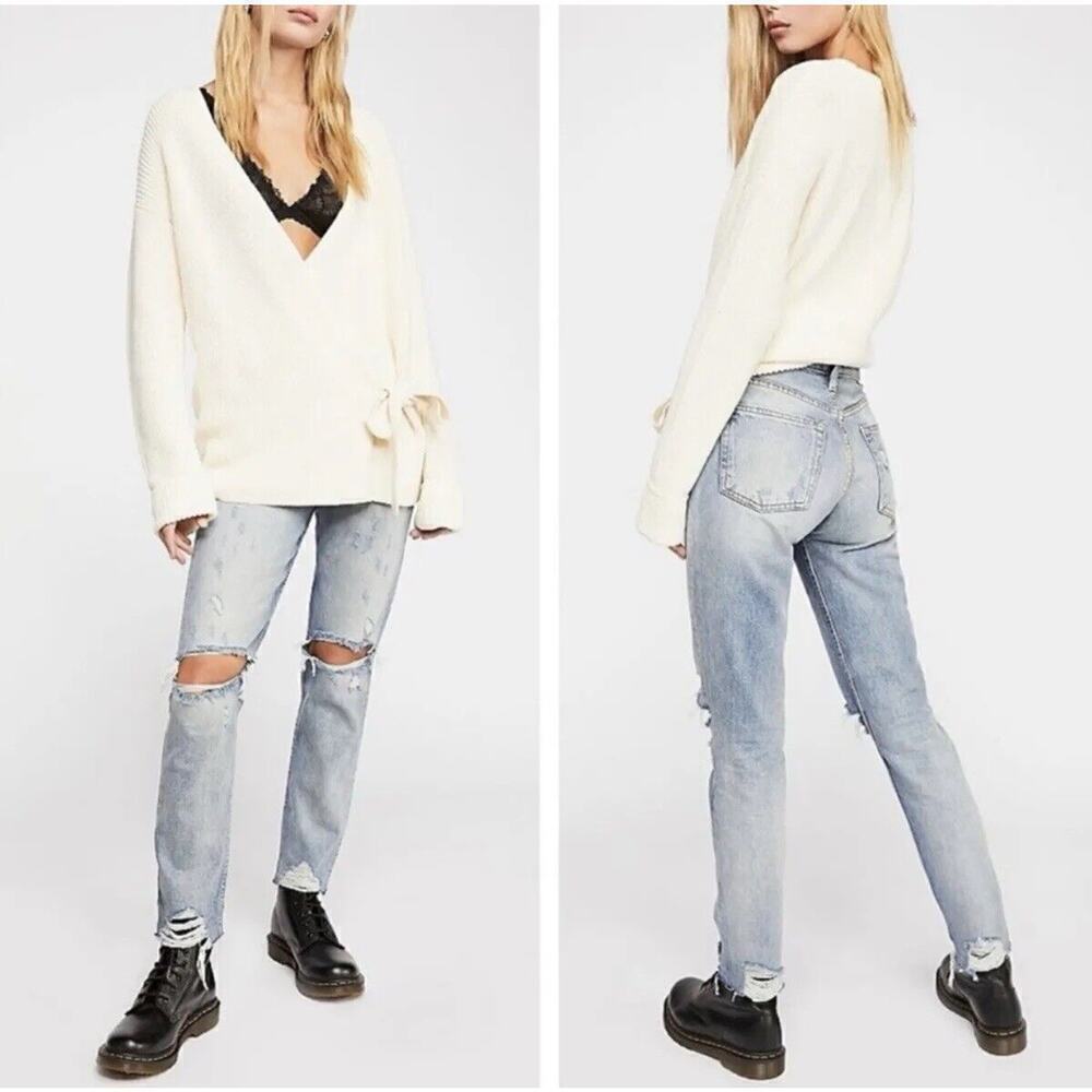 New BOYISH Billy High Waist Distressed Jeans Some Like it Hot Size 25 Button Fly
